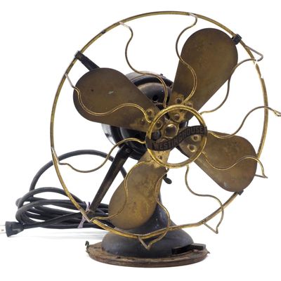 Sale Photo Thumbnail #469: Westinghouse brass blade electric fan