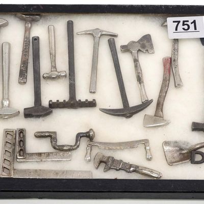 Sale Photo Thumbnail #630: Display of (23) miniature tools