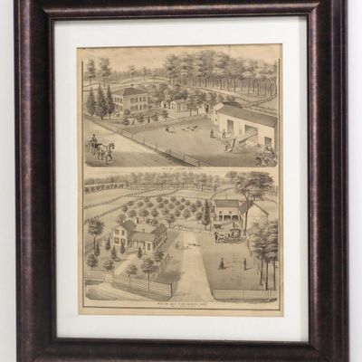 Sale Photo Thumbnail #528: Framed print of two farms in Clarion Co, PA