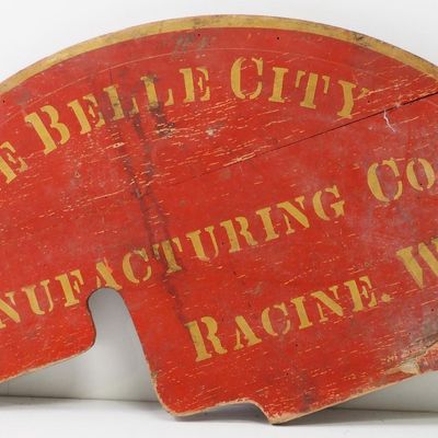 Sale Photo Thumbnail #517: Painted wooden piece from early implement