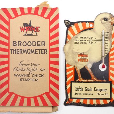 Sale Photo Thumbnail #596: Wayne Feeds dealer thermometer
