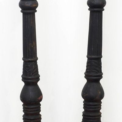 Sale Photo Thumbnail #499: Pair of cast iron horse head hitching posts