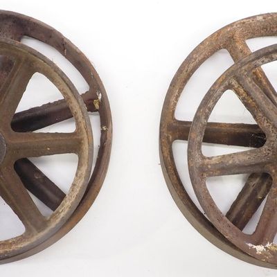 Sale Photo Thumbnail #446: (4) Cast iron wheels