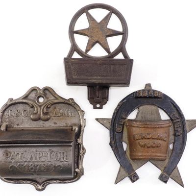 Sale Photo Thumbnail #15: (3) Cast iron match safes