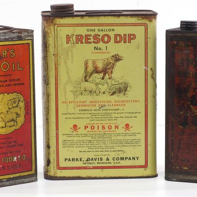 Sale Photo Thumbnail #504: (3) Country store animal product tins