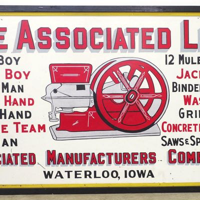 Sale Photo Thumbnail #240: The Associated Line painted tin sign