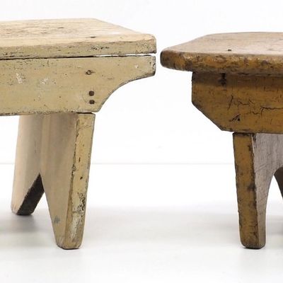 Sale Photo Thumbnail #20: (2) Early wooden step stools