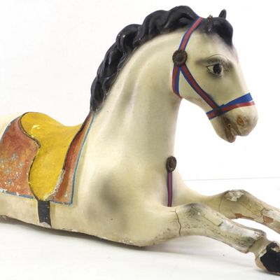 Sale Photo Thumbnail #320: Early wooden hand-painted carousel horse