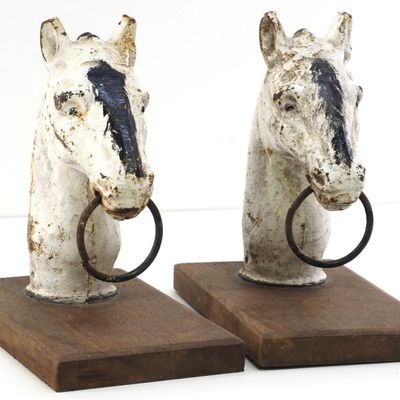 Sale Photo Thumbnail #509: (2) Cast iron horse-head horse ties