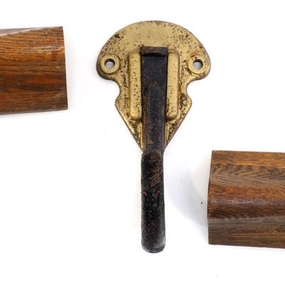 Sale Photo Thumbnail #540: Pair of wall-mount saddle racks & cast iron hook