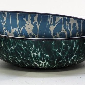 Sale Photo Thumbnail #389: (4) Granite swirl bowls,