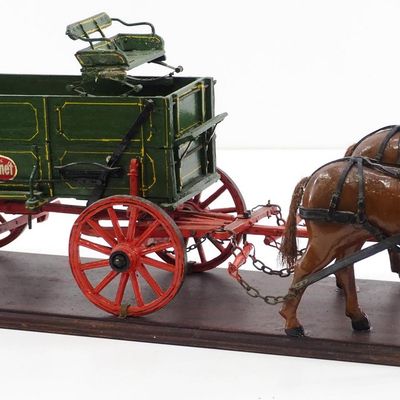 Sale Photo Thumbnail #342: Model box wagon hitched to 2 wooden horses