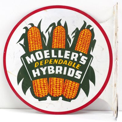 Sale Photo Thumbnail #606: Moeller's Hybrids seed corn flanged sign