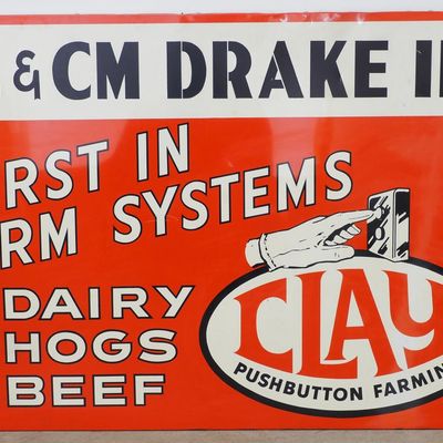Sale Photo Thumbnail #307: Clay Pushbutton Farming dealer sign