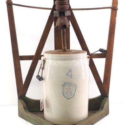 Sale Photo Thumbnail #341: 4-gallon crock butter churn