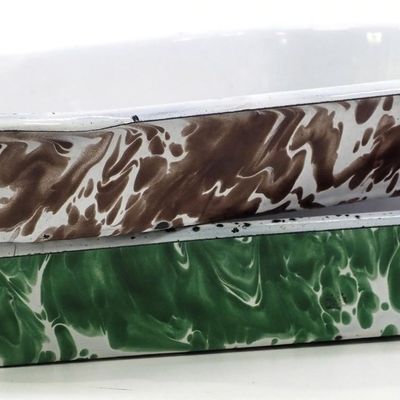 Sale Photo Thumbnail #145: (2) Marbled enamelware roasting pans
