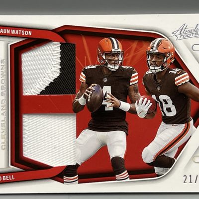 Sale Photo Thumbnail #113: 2022 Panini Absolute Deshaun Watson/David Bell Team Tandems Dual Relic #/25