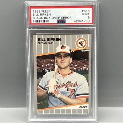 Sale Photo Thumbnail #196: 1989 Fleer Billy Ripken Black Box Error #616 PSA Mint 9