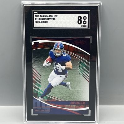 Sale Photo Thumbnail #127: 2025 Panini Absolute Cam Skattebo Red & Green RC #110 SGC NM-MT 8