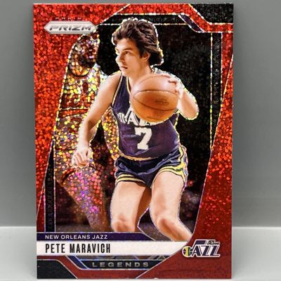 Sale Photo Thumbnail #86: 2024-25 Panini Prizm Pete Maravich Red Sparkle SP #278