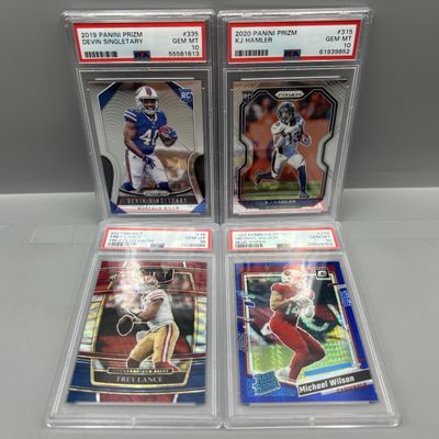 Sale Photo Thumbnail #164: (4) PSA Slabbed Gem Mint 10 Football Rookie Cards - Trey Lance, Devin Singletary, Michael Wilson, KJ Hamler