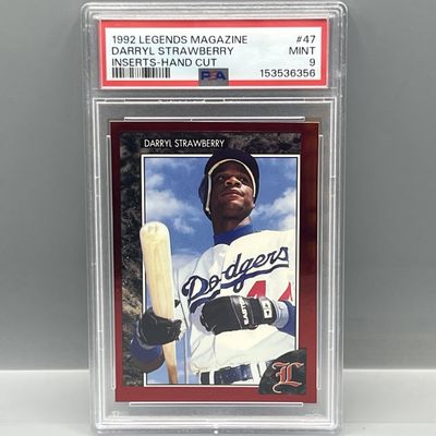 Sale Photo Thumbnail #151: 1992 Legends Magazine Darryl Strawberry Hand Cut Insert #47 PSA Mint 9