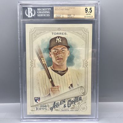 Sale Photo Thumbnail #3: 2018 Topps Allen & Ginter Gleyber Torres 5"x7" RC #240 BGS Gem Mint 9.5