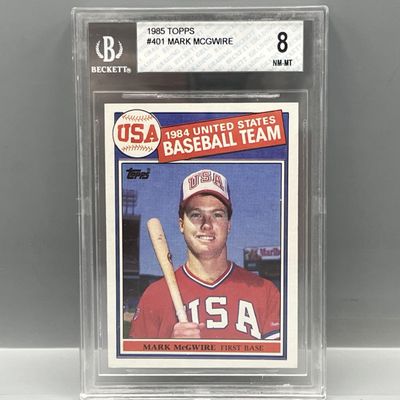 Sale Photo Thumbnail #179: 1985 Topps Team USA Mark McGwire RC #401 BGS NM-MT 8