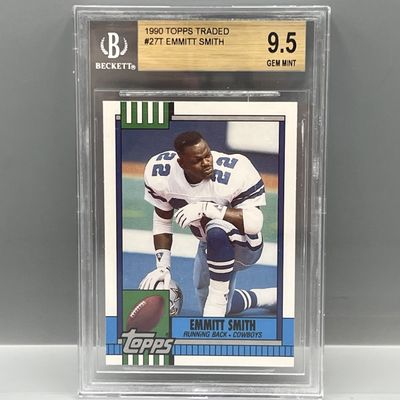 Sale Photo Thumbnail #200: 1990 Topps Traded Emmitt Smith RC #27T BGS Gem Mint 9.5