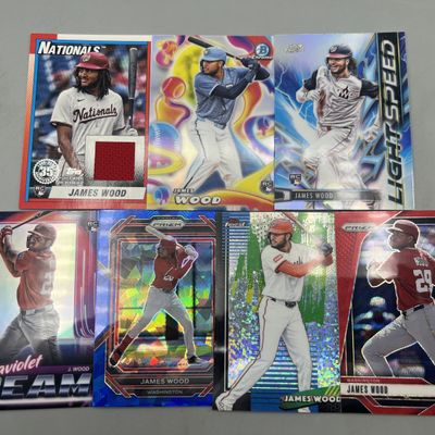 Sale Photo Thumbnail #31: (7) James Wood Baseball Rookie & Prospect Cards W/ Relic & Parallels