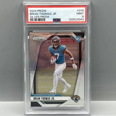 Sale Photo Thumbnail #167: 2024 Panini Prizm Brian Thomas Jr. Silver Prizm RC #314 PSA Mint 9