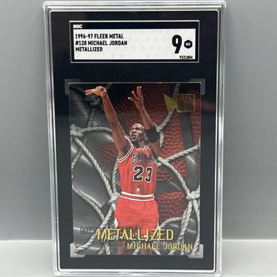 Sale Photo Thumbnail #185: 1996-97 Fleer Metal Michael Jordan Metallized #128 SGC Mint 9