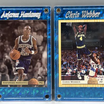 Sale Photo Thumbnail #48: 1993 Classic Draft Picks Penny Hardaway RC #SB2 & Chris Webber RC #1 - Include Screw Down Holders W/ Names