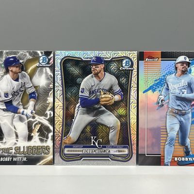 Sale Photo Thumbnail #49: (3) Bobby Witt Jr. Baseball Refractor Parallel Cards