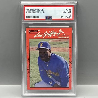 Sale Photo Thumbnail #143: 1990 Donruss Ken Griffey Jr. 2nd Year #365 PSA NM-MT 8