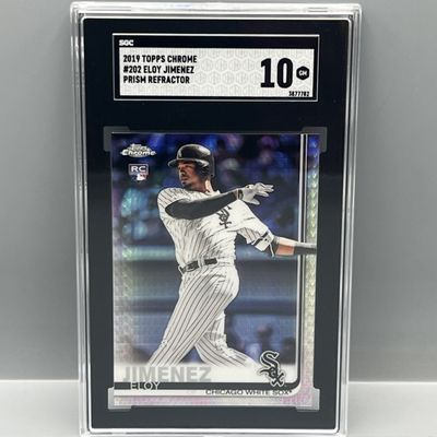 Sale Photo Thumbnail #154: 2019 Topps Chrome Eloy Jimenez Prism Refractor RC #202 SGC Gem Mint 10