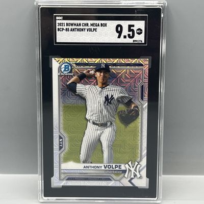 Sale Photo Thumbnail #160: 2021 Bowman Chrome Anthony Volpe Mega Box Refractor #BCP-85 SGC Mint+ 9.5
