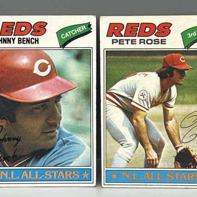 Sale Photo Thumbnail #47: 1977 Topps Johnny Bench #70 & Pete Rose #450