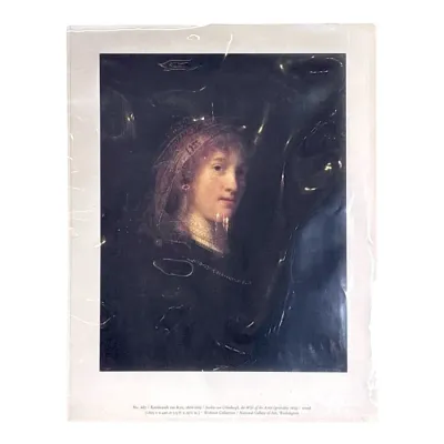 Sale Photo Thumbnail #73: Art print of Rembrandt's "Saskia van Uilenburgh, the Wife of the Artist," sealed in protective plastic wrap.