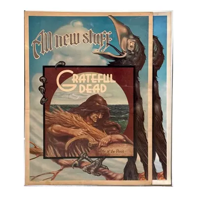 Sale Photo Thumbnail #160: Vintage Grateful Dead "Wake of the Flood" promotional poster designed by Rick Griffin, circa 1973, showing some edge wear and aging.