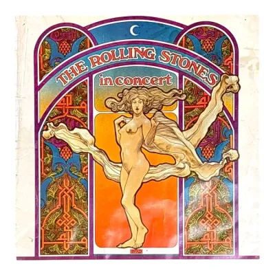 Sale Photo Thumbnail #152: Vintage 1969 The Rolling Stones in Concert poster designed by David Byrd, featuring Art Nouveau style illustration of a nude woman.