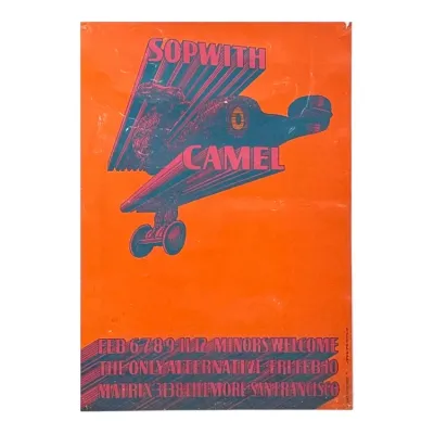 Sale Photo Thumbnail #157: Vintage 1967 Sopwith Camel concert poster for shows at The Matrix in San Francisco, featuring a bold orange, pink, and teal psychedelic design.