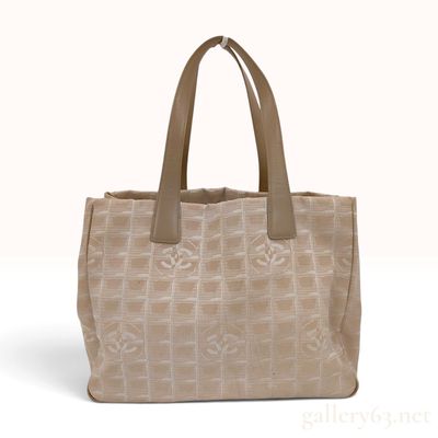 Sale Photo Thumbnail #516: Vintage Chanel New Travel Line Beige Jacquard Canvas Tote MM