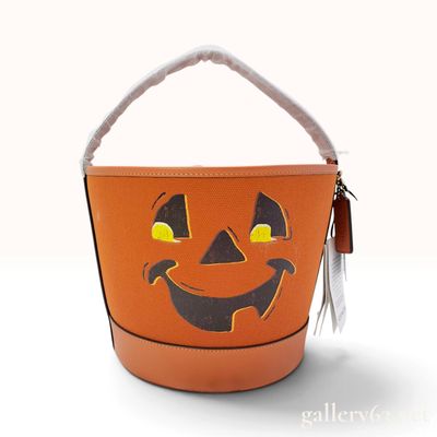 Sale Photo Thumbnail #542: NWT Coach Pumpkin Jack Orange Canvas and Leather Trick-or-Treat Bag