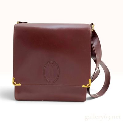 Sale Photo Thumbnail #102: Cartier Must de Cartier Bordeaux Calfskin Leather Crossbody Messenger Bag