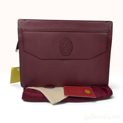 Sale Photo Thumbnail #94: Vintage Must de Cartier Bordeaux Leather Portfolio Clutch with Original Accessories