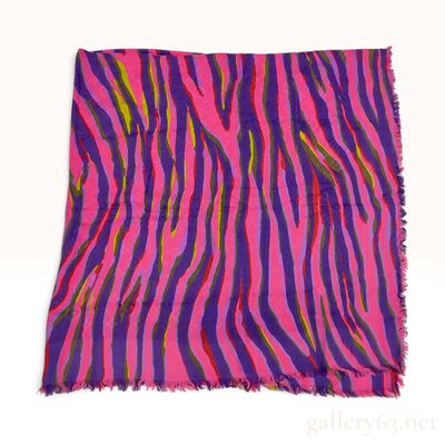 Sale Photo Thumbnail #47: Louis Vuitton 140cm Monogram Multicolour Zebra Print Silk and Wool Shawl