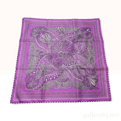 Sale Photo Thumbnail #153: NWT Hermes Le Jardin de la Maharani Cyclamen Silk Bandana 55