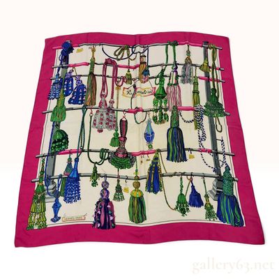 Sale Photo Thumbnail #368: Hermes Passementerie Magenta Silk Carre 90