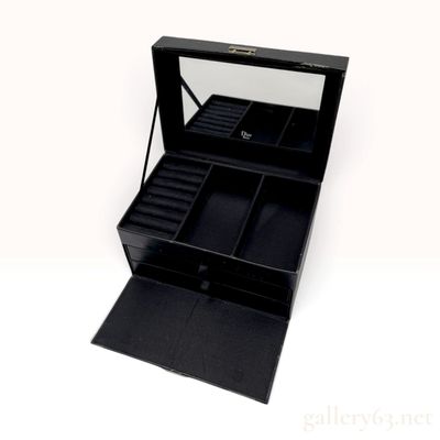 Sale Photo Thumbnail #213: Dior Beauty Black Leatherette Multi Tier Jewelry Box with Key